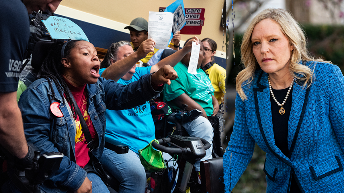 protesters; Rece. Erin Houchin
