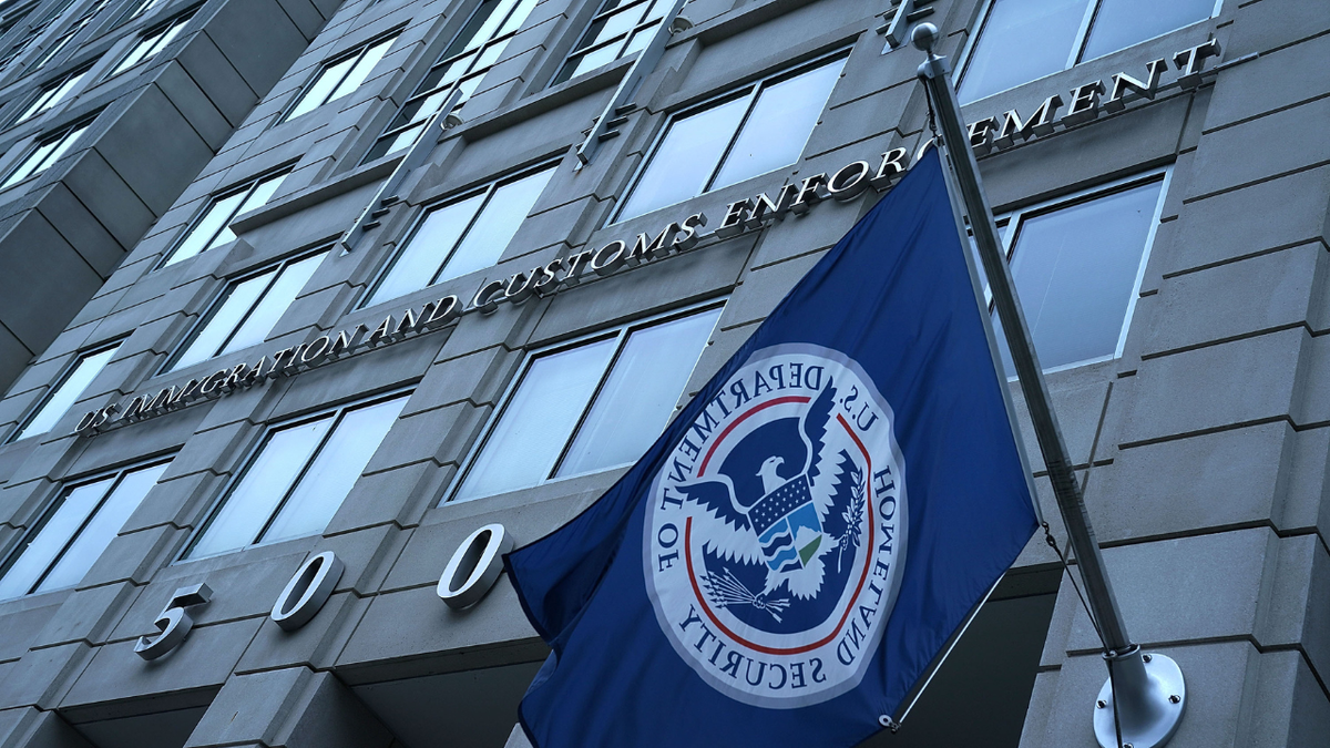 Hq of ice with outer flag of the building