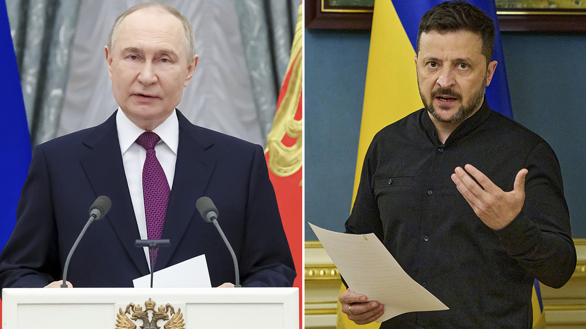 Putin of Russia and Ukraine Zelenskyy