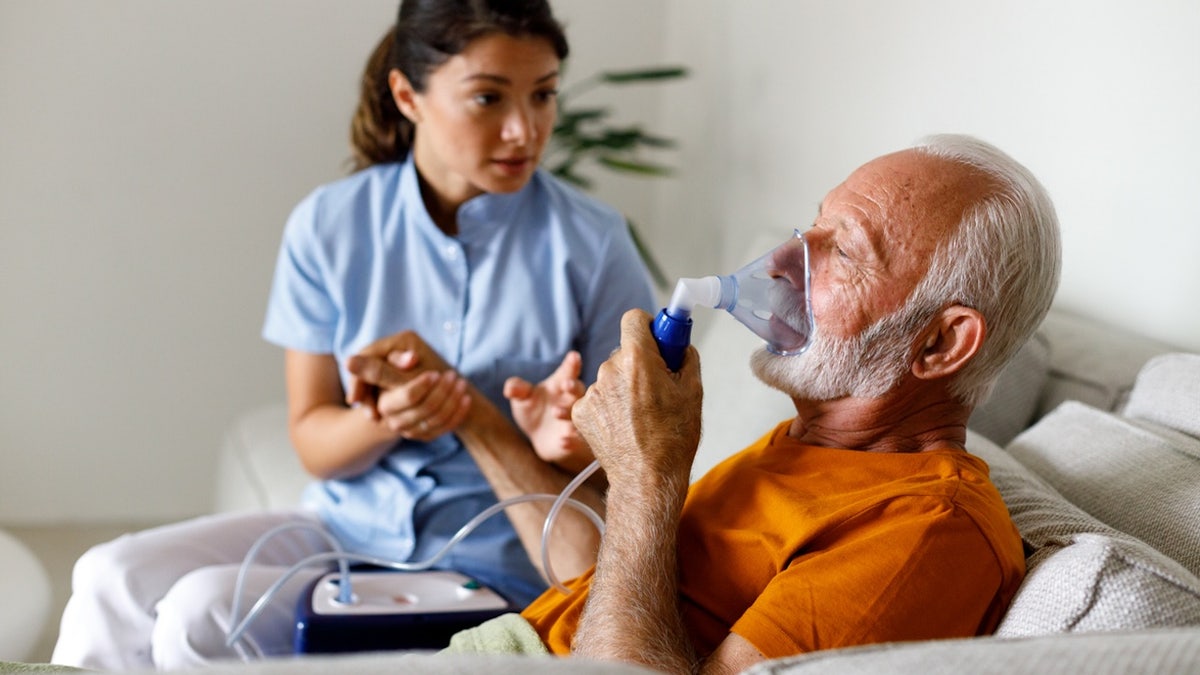 Senior man on oxygen